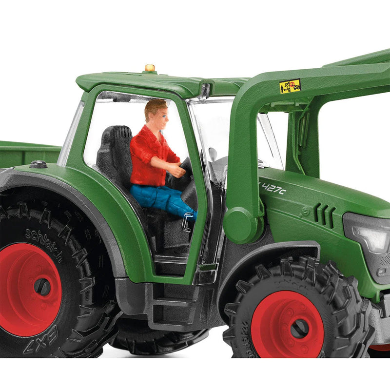 Green Tractor with Loader & Dump Trailer by Schleich