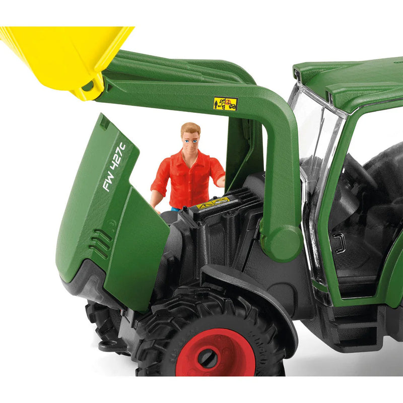 Green Tractor with Loader & Dump Trailer by Schleich