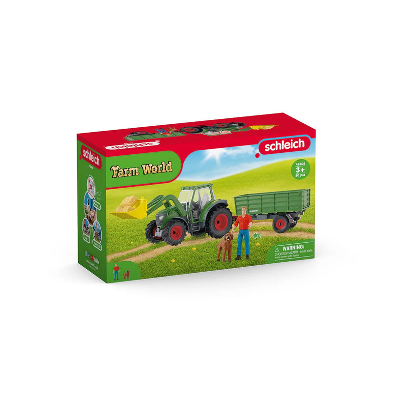 Green Tractor with Loader & Dump Trailer by Schleich