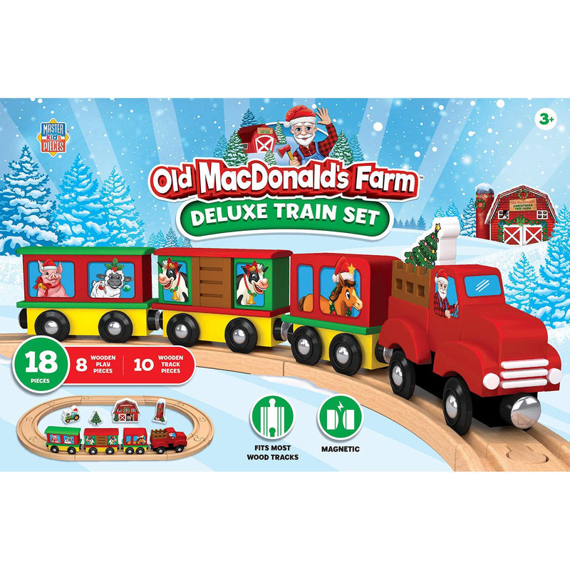Old MacDonald's Farm 18 Piece  Christmas Holiday Wood Toy Train Set