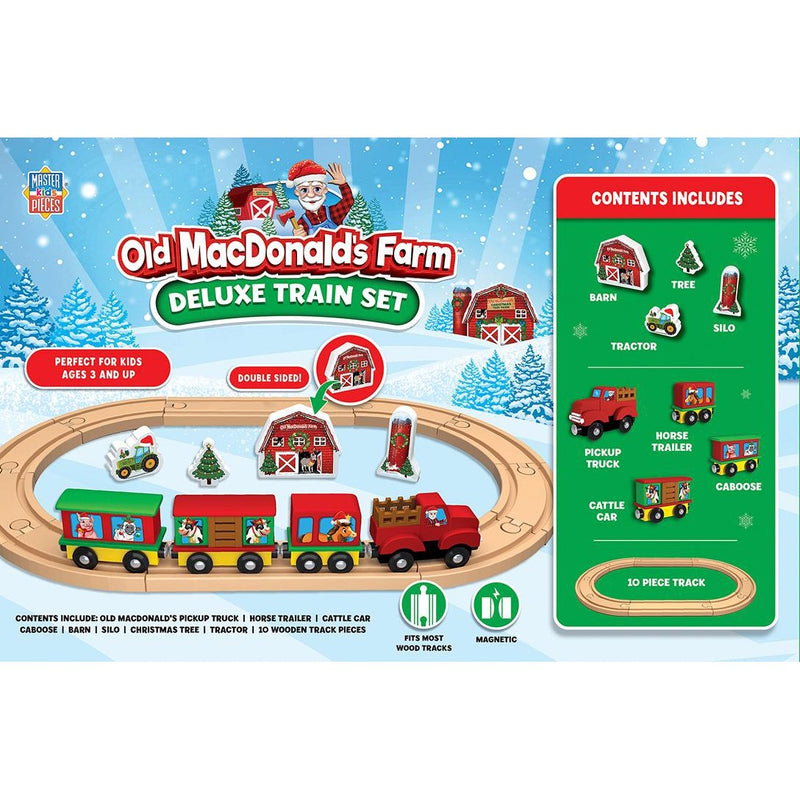 Old MacDonald's Farm 18 Piece  Christmas Holiday Wood Toy Train Set