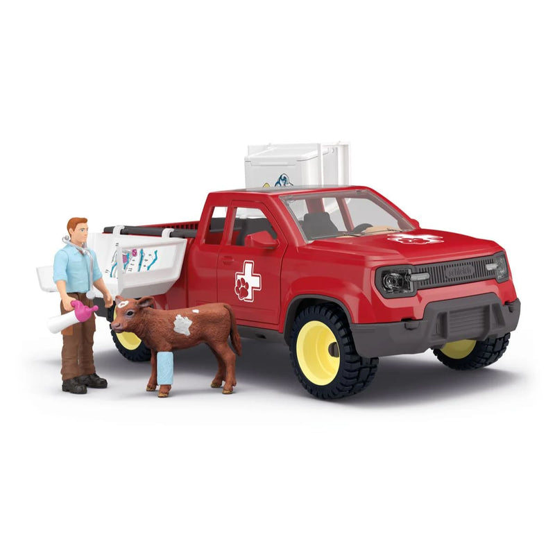 Veterinarian Pickup Truck at the Farm with Accessories by Schleich