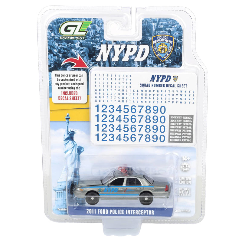 Raw Chase Unit ~ 1/64 2011 Ford Crown Victoria Police Interceptor, NYPD, Squad Number Decal Sheet