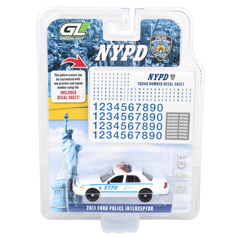 1/64 2011 Ford Crown Victoria Police Interceptor, NYPD, Squad Number Decal Sheet