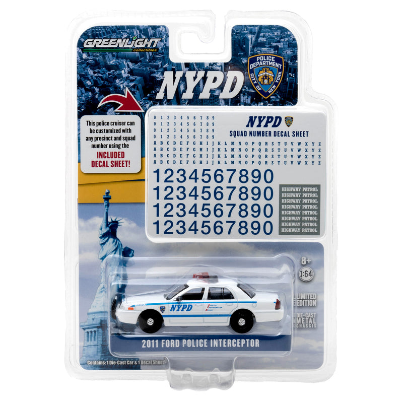 1/64 2011 Ford Crown Victoria Police Interceptor, NYPD, Squad Number Decal Sheet