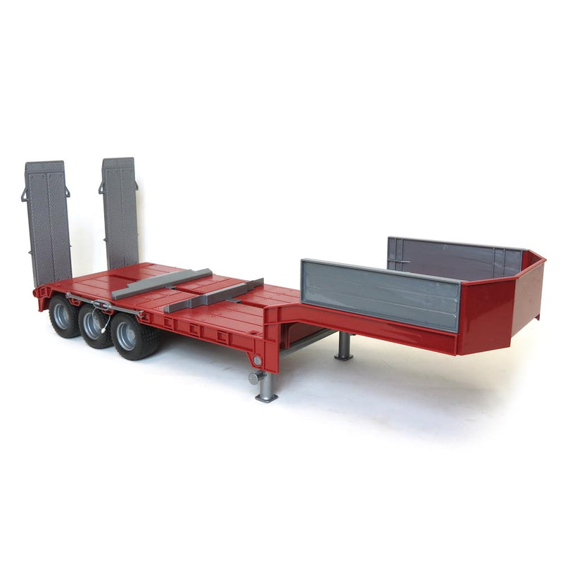 (B&D) 1/16 Red Tri-axle Low Loader Trailer with Ramps by Bruder - Damaged Item