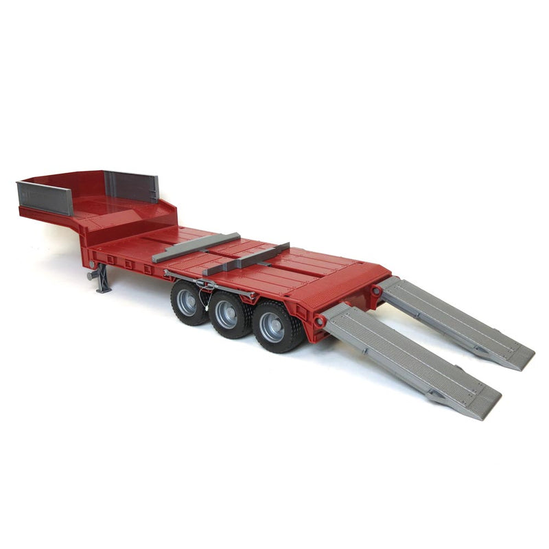 (B&D) 1/16 Red Tri-axle Low Loader Trailer with Ramps by Bruder - Damaged Item