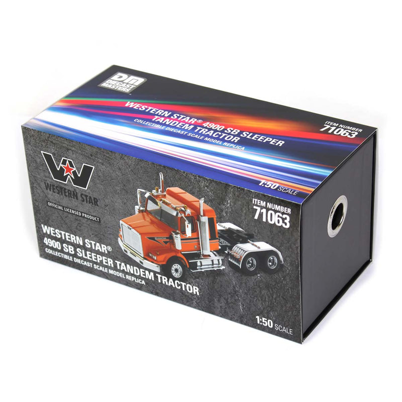 1/50 Western Star 4900 SBFA Tandem Tractor with 40in Sleeper Cab, Metallic Orange, Diecast Masters Transport Series