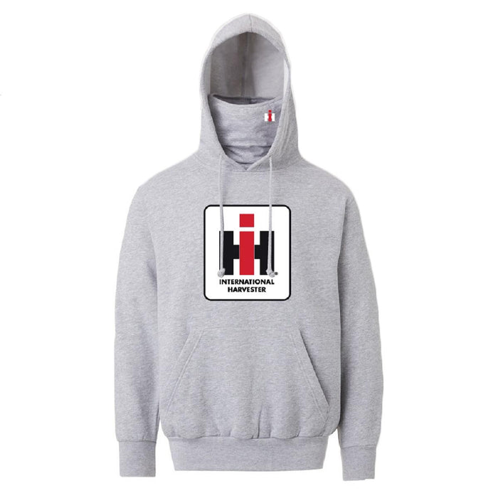 International Harvester Grey Neck Gaiter Hooded Sweatshirt