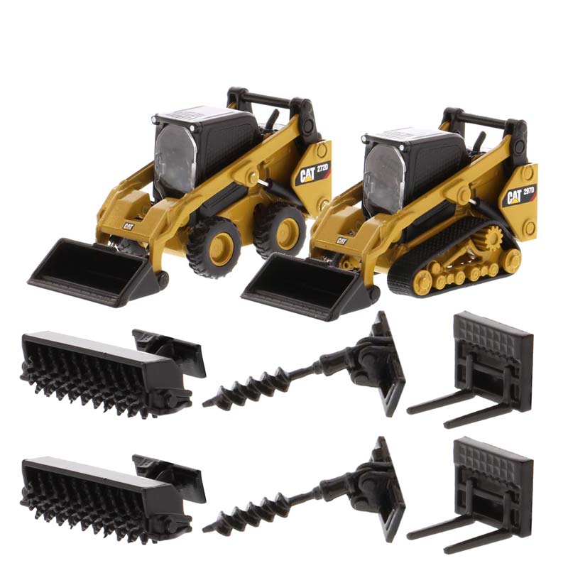 1/64 Caterpillar 272D2 Skid Steer Loader & 297D2 Compact Track Loader, Diecast Masters Play & Collect