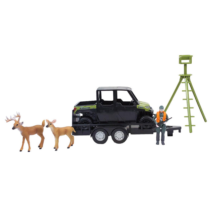 1/20 Polaris Ranger with ATV Trailer, Hunter, Tree Stand, and Deer by Big Country Toys
