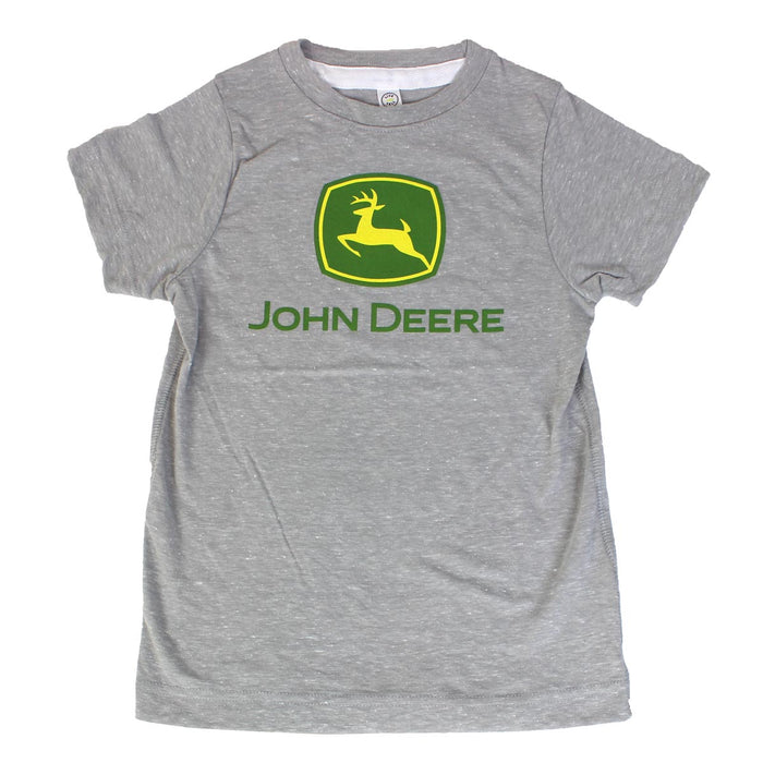 Youth John Deere Logo Grey Short Sleeve T-Shirt