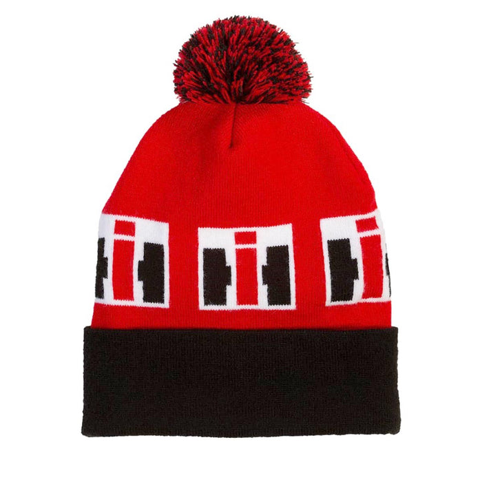 International Harvester Beanie Cap with Black Brim and Red/Black Top