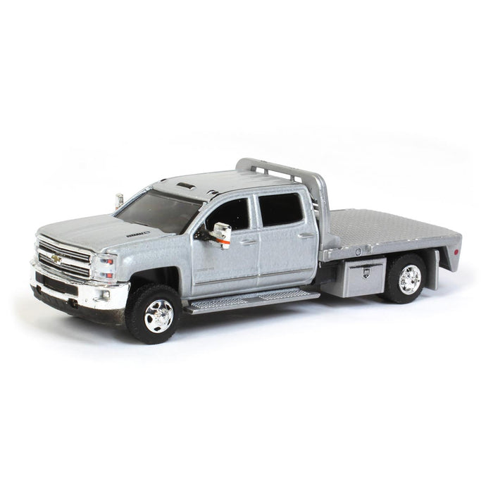 1/64 2015 Chevrolet Silverado 3500 Dually Flatbed, Silver Ice, Dually Drivers 5