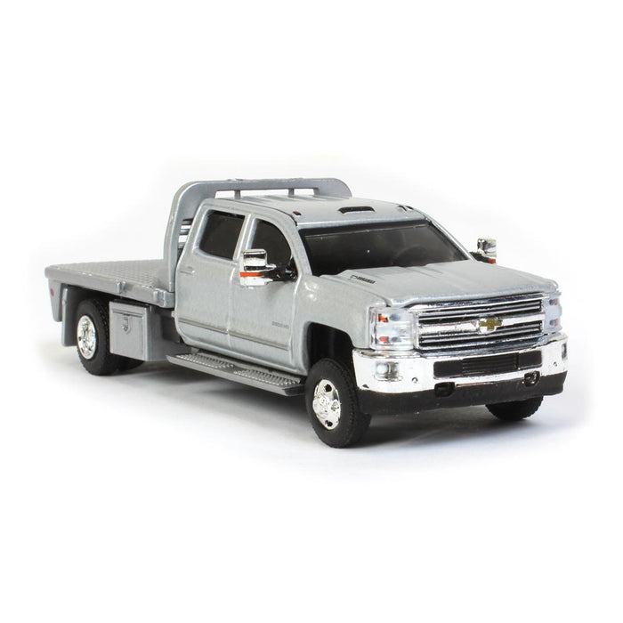 1/64 2015 Chevrolet Silverado 3500 Dually Flatbed, Silver Ice, Dually Drivers 5