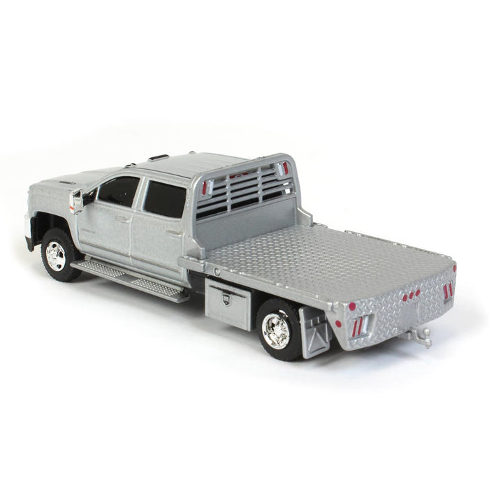 1/64 2015 Chevrolet Silverado 3500 Dually Flatbed, Silver Ice, Dually Drivers 5