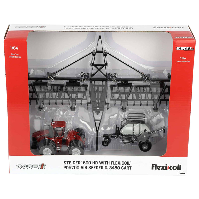 1/64 Case IH Steiger 600 HD Tractor with Flexi-Coil PD5700 Air Seeder & 3450 Cart, Outback Toys Exclusive