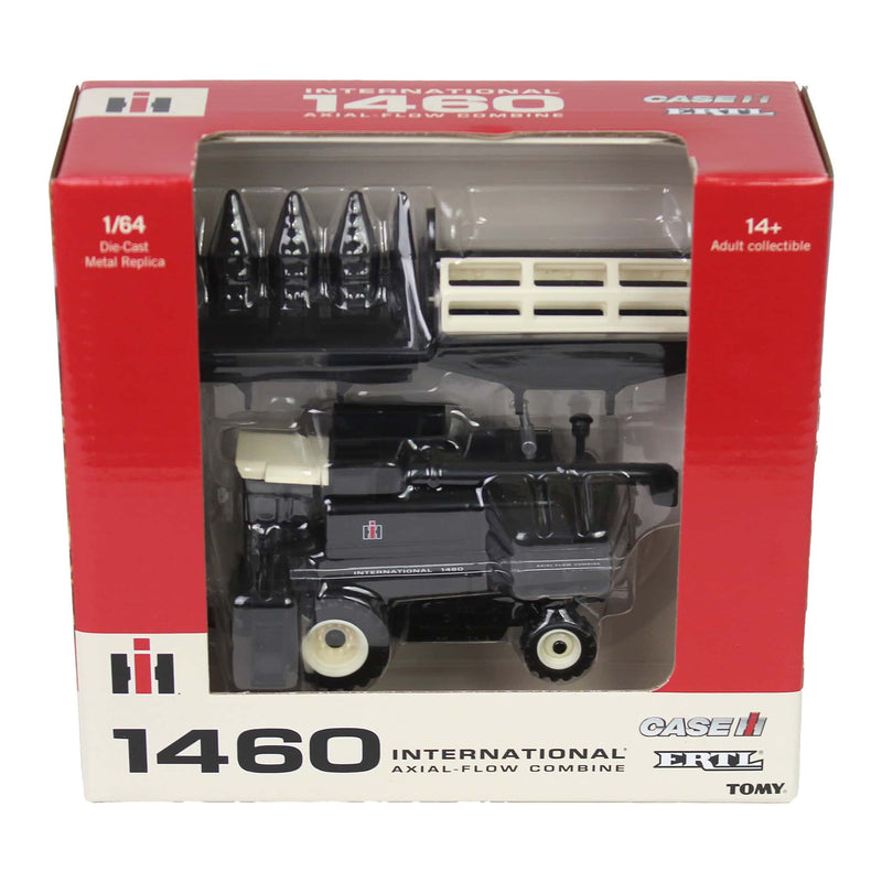 Black Chase Unit ~ 1/64 International 1460 Combine with Rear Wheel Assist, Corn Head & Grain Head by ERTL