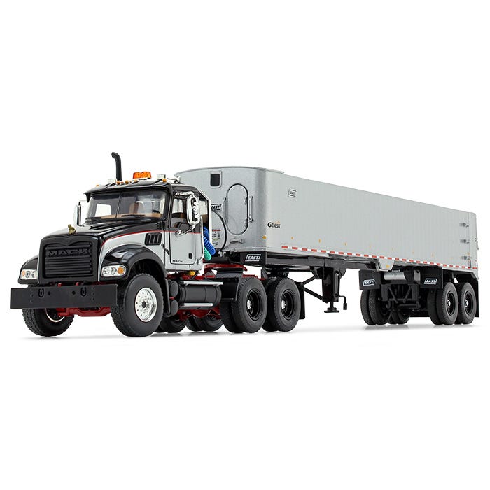 1/50 Mack Granite MP Day Cab, Black, Silver, East Genesis End Dump Trailer by First Gear