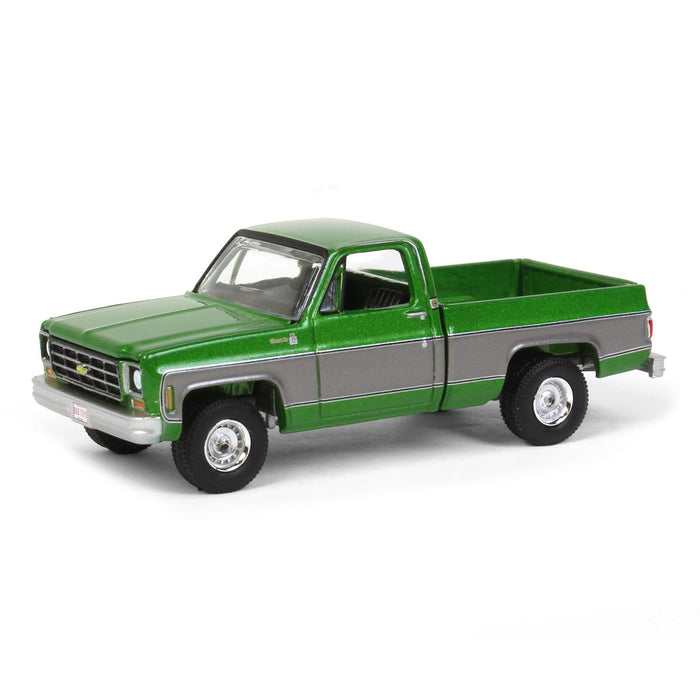 1/64 1978 Chevy K-10 Green and Silver Pickup