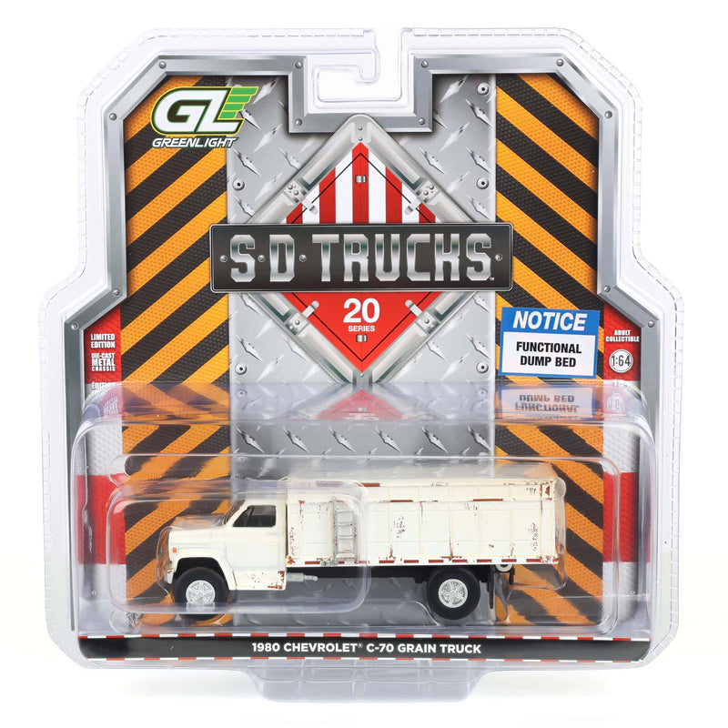 1/64 1980 Chevrolet C-70 Weathered Grain Truck, White, GreenLight S.D. Trucks Series 20