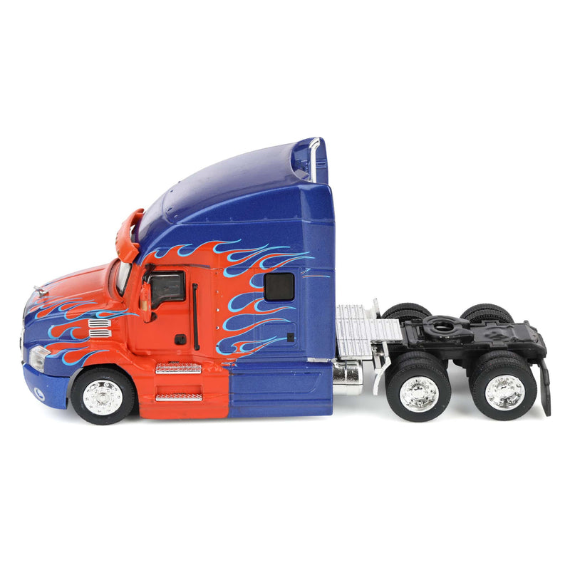 1/64 2019 Mack Anthem Truck Cab, Red & Blue Flames, GreenLight S.D. Trucks Series 20
