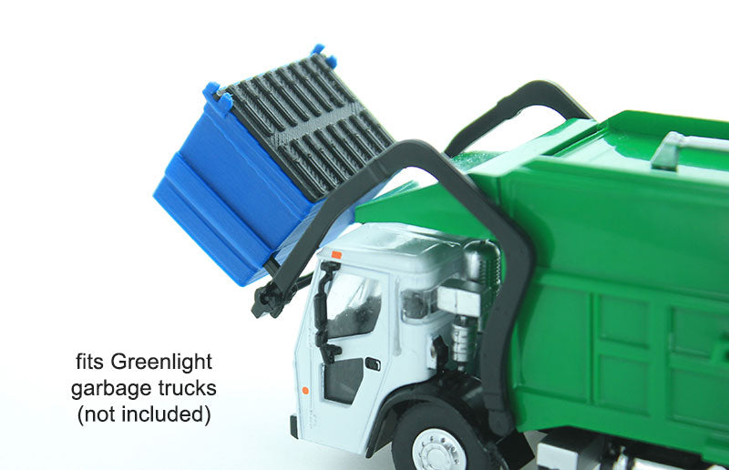 1/64 Blue Dumpster with Removable black Lid,  3D Printed Plastic