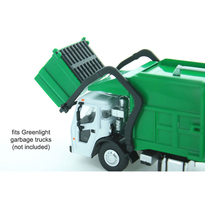 1/64 Green Dumpster with Removable black Lid, 3D Printed Plastic