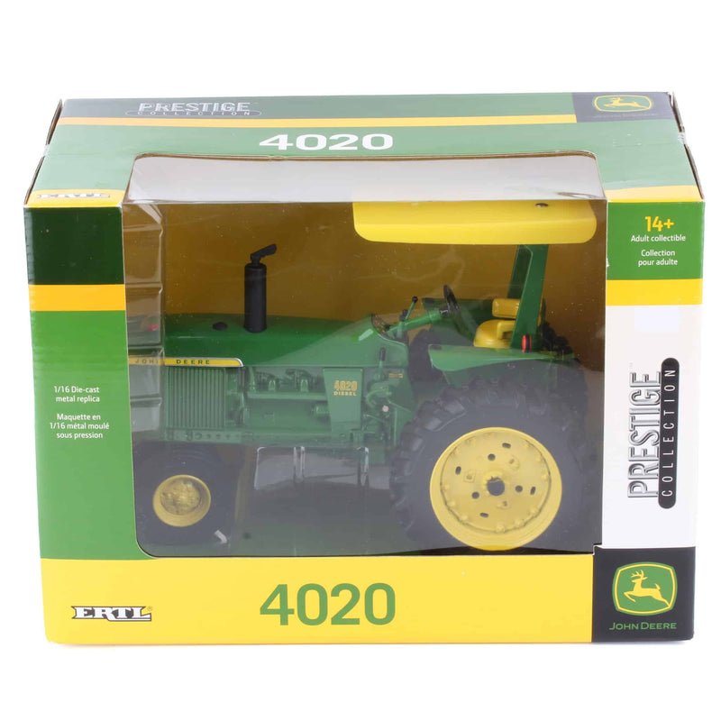 (B&D) 1/16 John Deere 4020 Tractor with Narrow Front, ROPS & Canopy, ERTL Prestige Collection- Bad Box
