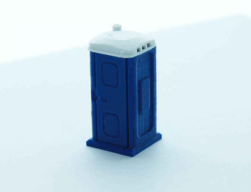 1/64 Blue Porta Potty with Opening Door,  3D Printed Plastic