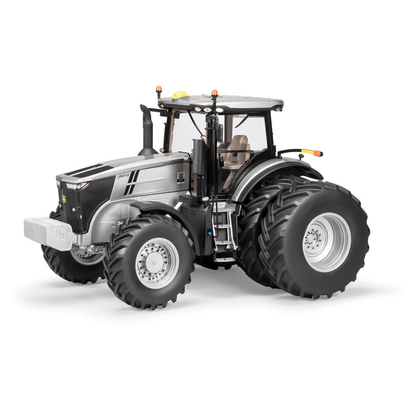 1/16 John Deere 7310R Tractor with MFD and Rear Duals, ERTL Prestige Collection 100 Years Silver & Black
