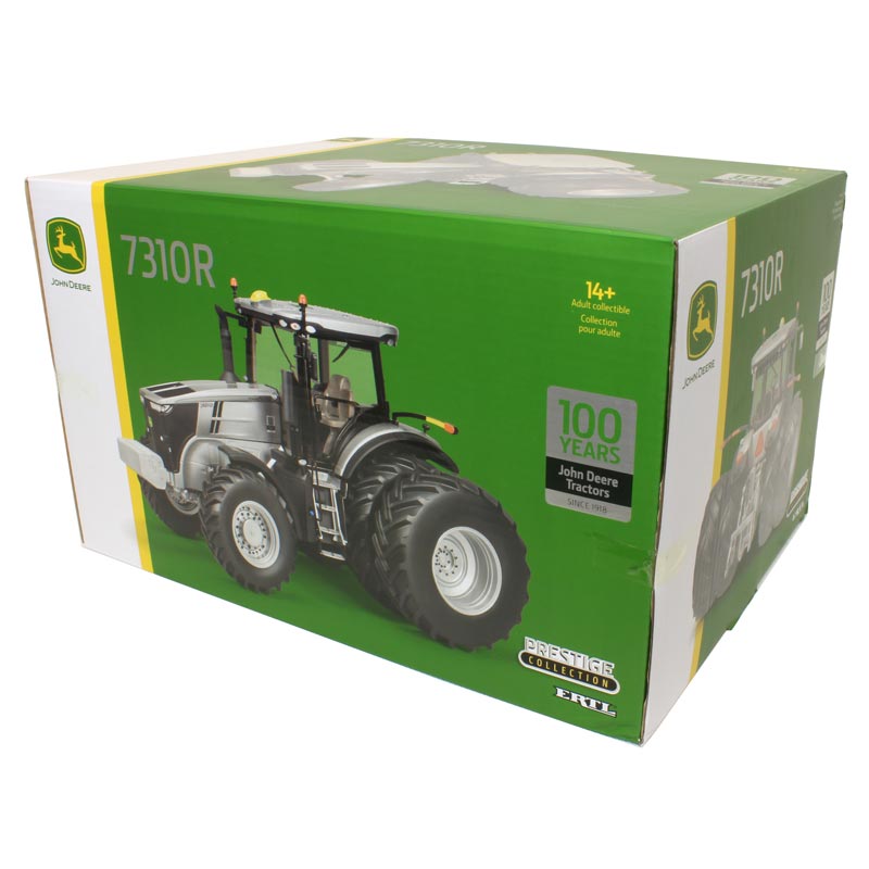 1/16 John Deere 7310R Tractor with MFD and Rear Duals, ERTL Prestige Collection 100 Years Silver & Black