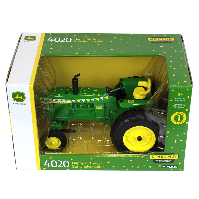 (B&D) 1/16 John Deere 4020 "Happy Birthday" Tractor with Wide Front by ERTL - Damaged Box