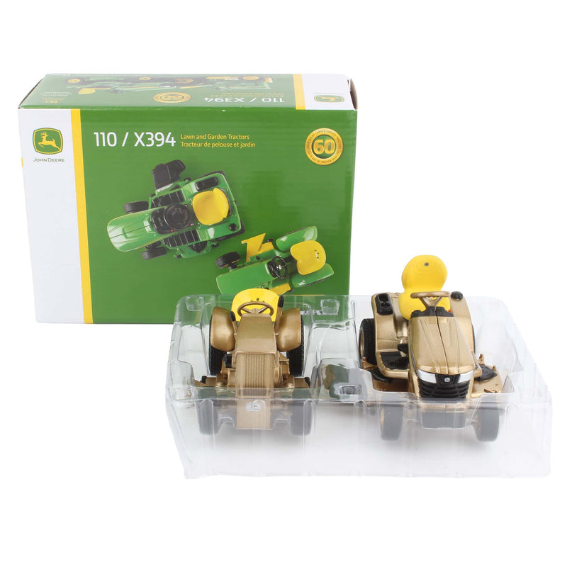 Gold Chase Unit ~ 1/16 John Deere 110 & X394 Lawn Tractor Set, ERTL Prestige Collection 60th Anniversary