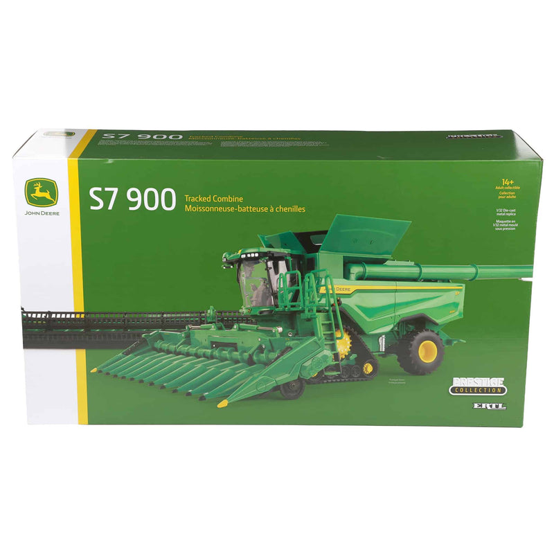 (B&D) 1/32 John Deere S7 900 Tracked Combine with Corn & Grain Heads, ERTL Prestige - Damaged Box