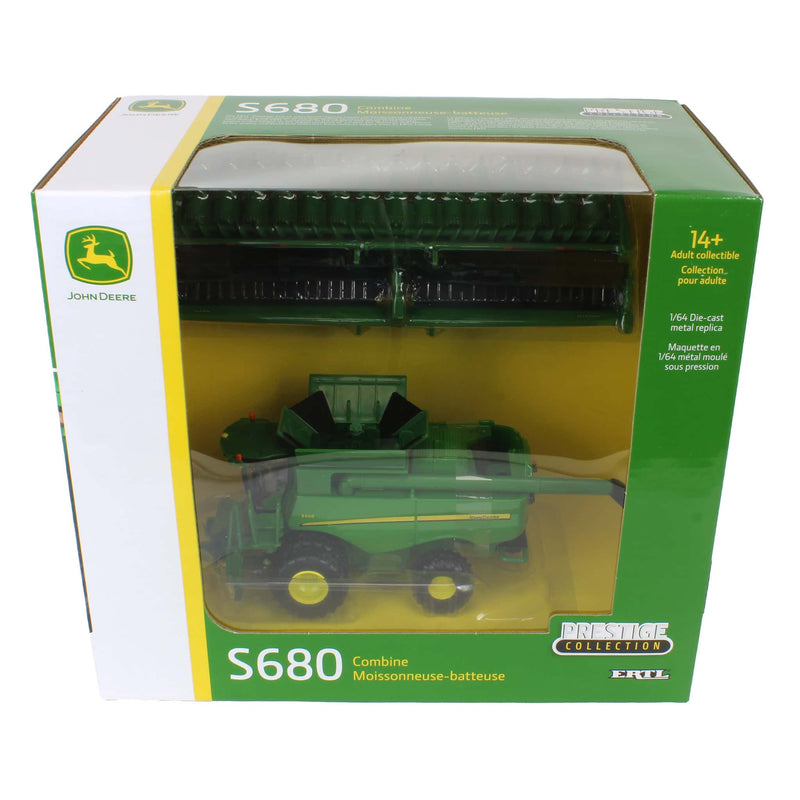 1/64 John Deere S680 Combine with Corn Head & Grain Head, ERTL Prestige Collection