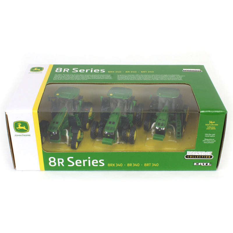 (B&D) - 1/64 John Deere 8R 340, 8RX 340 & 8RT 340 Tractor Set, ERTL Prestige Collection - Damaged Box