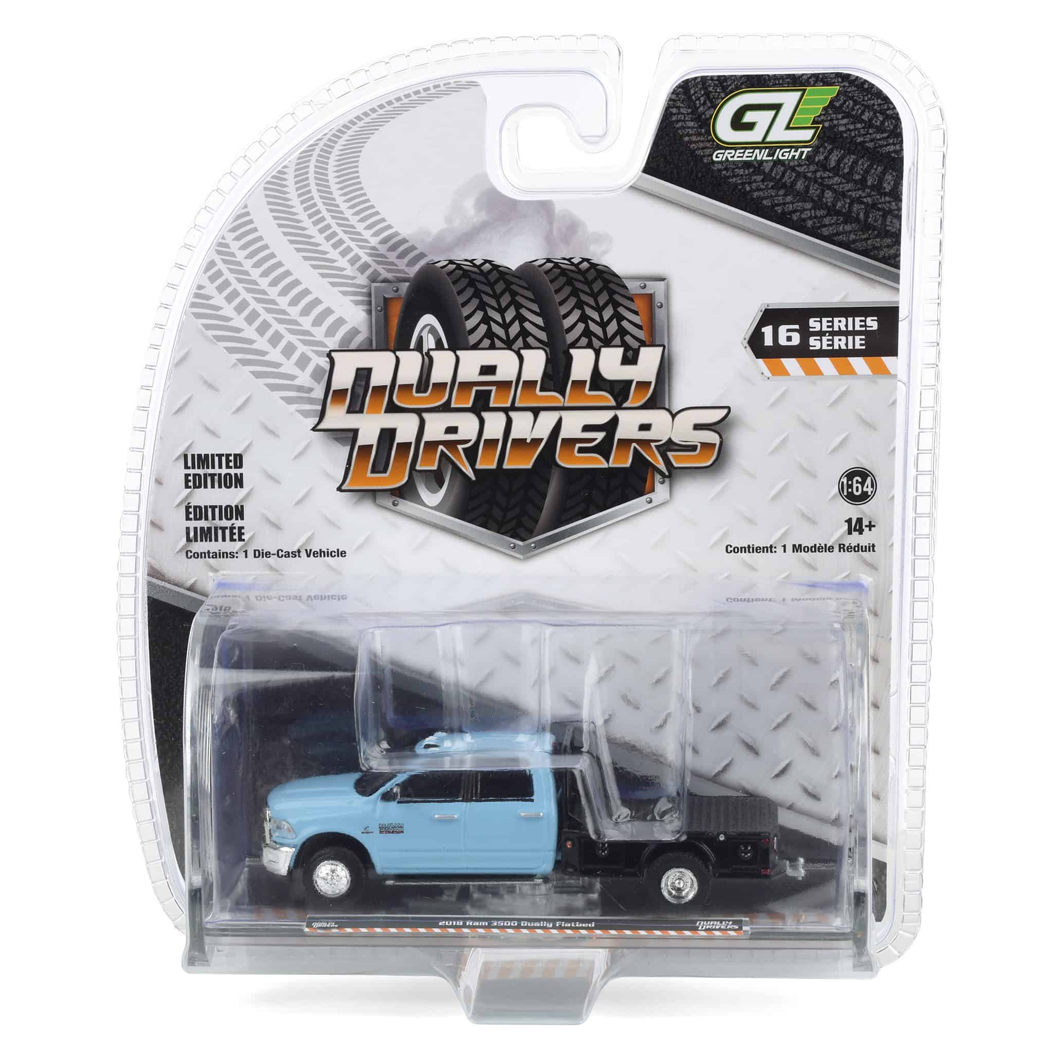 1/64 2018 Ram 3500 Dually Flatbed, Robin's Egg Blue, Dually