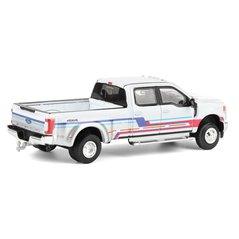 1/64 2019 Ford F-350 Lariat Dually, White with Custom Stripes, Dually Drivers Series 16