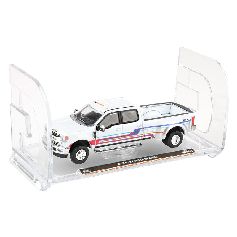 1/64 2019 Ford F-350 Lariat Dually, White with Custom Stripes, Dually Drivers Series 16