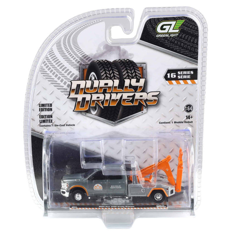 Raw Chase Unit ~ 1/64 2022 Ram 3500 Dually Wrecker, Red & Orange, Dually Drivers Series 16