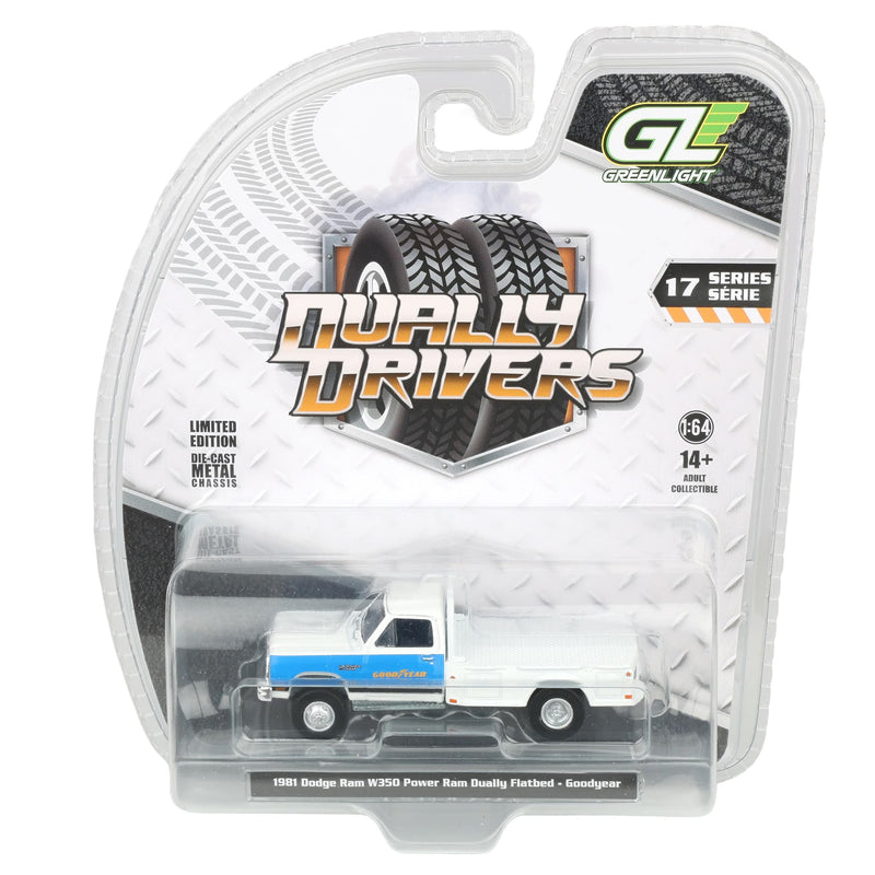 1/64 1981 Dodge Ram W350 Power Ram Dually Flatbed, Goodyear, Dually Drivers Series 17