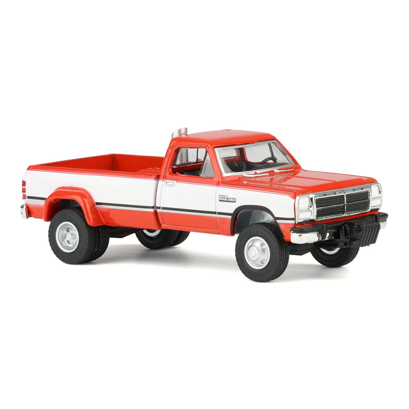 1/64 1993 Dodge Ram D350 Dually, Red & White with Exhaust + Bumper Weights, Dually Drivers Series 17