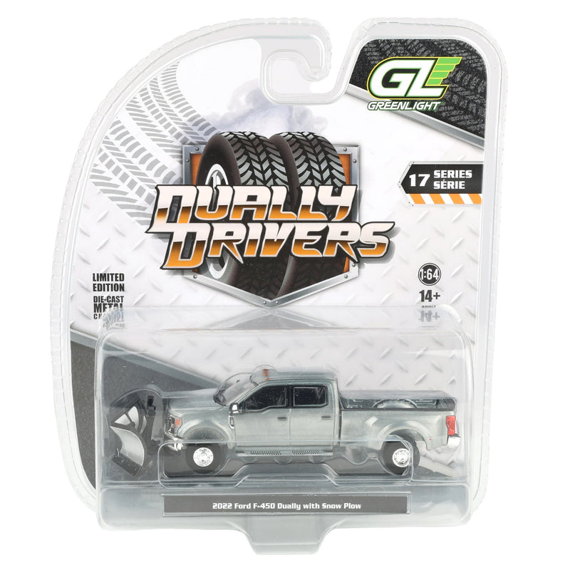 Raw Chase Unit ~ 1/64 2022 Ford F-450 Dually Pickup Truck with Snow Plow, Dually Drivers Series 17