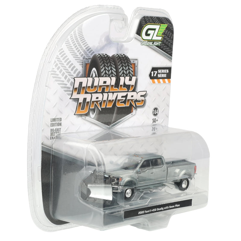 Raw Chase Unit ~ 1/64 2022 Ford F-450 Dually Pickup Truck with Snow Plow, Dually Drivers Series 17