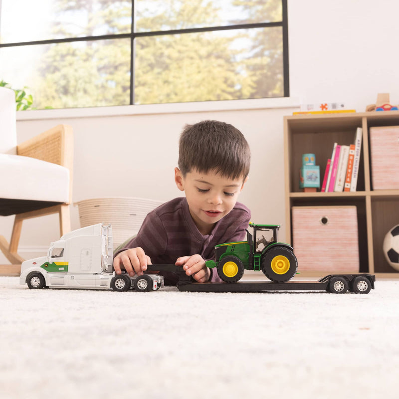 1/32 Peterbilt 579 Semi Truck with Lowboy Trailer & John Deere 7290R Tractor by ERTL