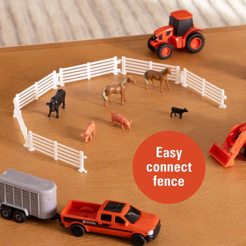 1/64 Kubota 20 Piece Farm Toy Value Set with Tractors, Trailers, Skid Loader, Pickup Truck, & Accessories by ERTL