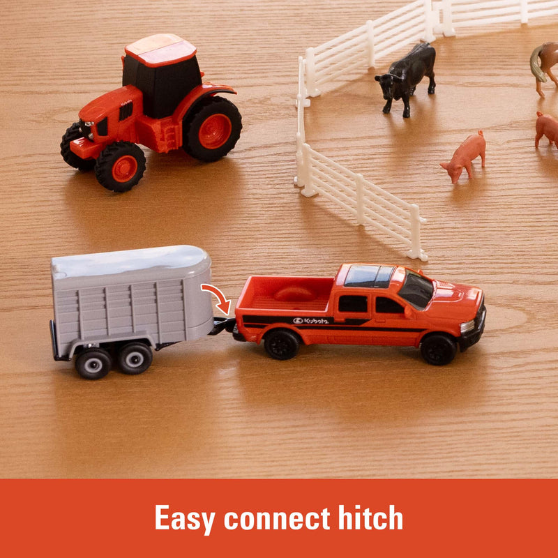 1/64 Kubota 20 Piece Farm Toy Value Set with Tractors, Trailers, Skid Loader, Pickup Truck, & Accessories by ERTL