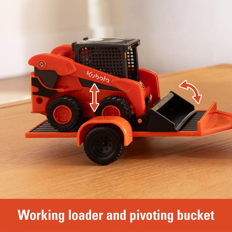 1/32 Kubota Skid Steer Loader Toy Set with Pickup Truck, Trailer, & Figure by ERTL