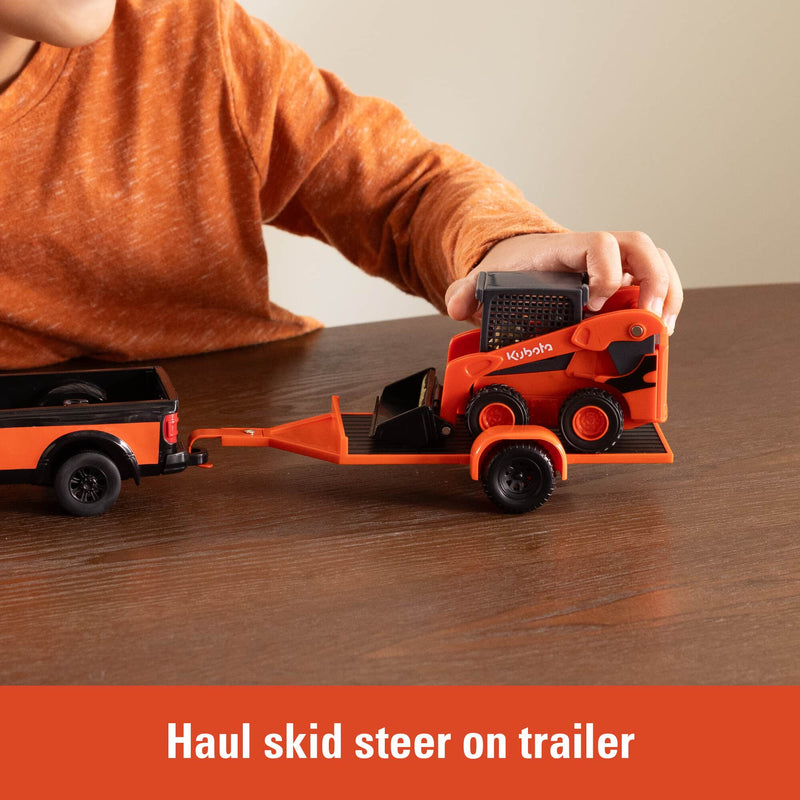 1/32 Kubota Skid Steer Loader Toy Set with Pickup Truck, Trailer, & Figure by ERTL